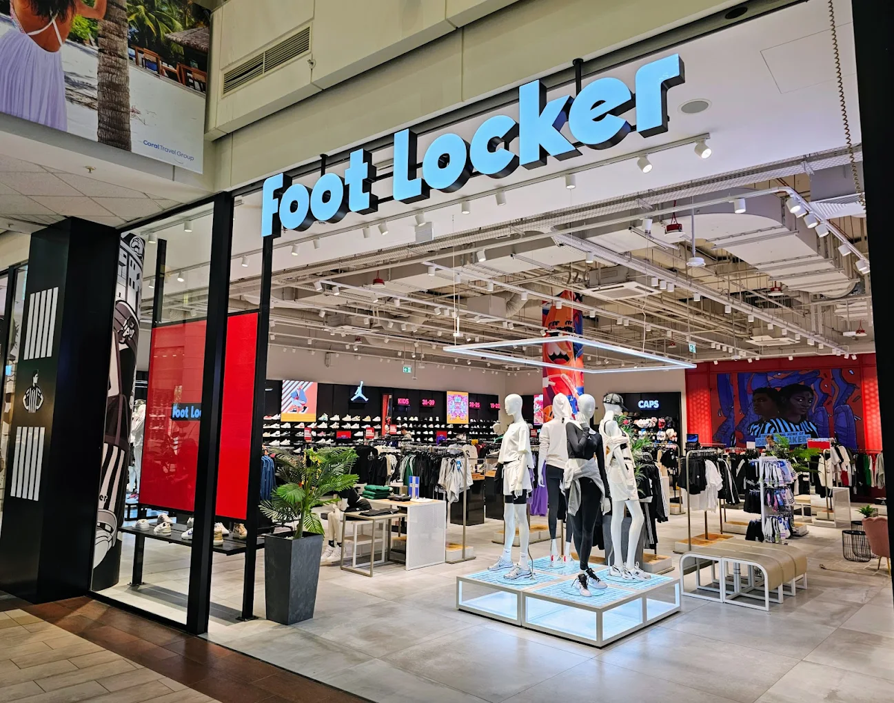 Foot Locker Warsaw Centrum high-street franchise merchandising wall with key releases